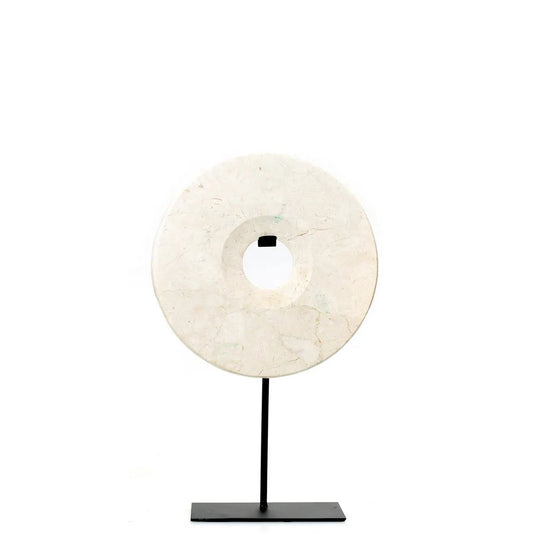 Marble Disc on Stand - Wit - M