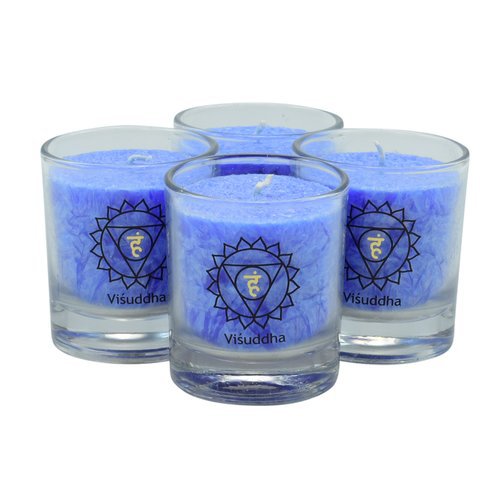 5e chakra kaarsen, blauw - set van 4