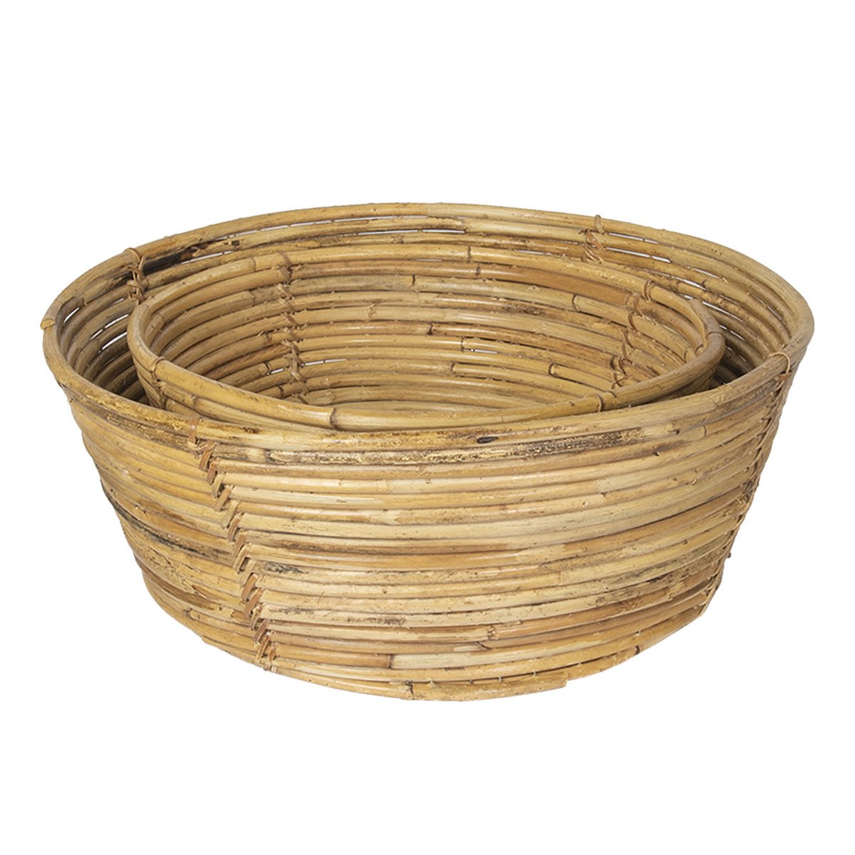 Opbergmand Set van 2 Beige, Rotan (2) Ø 47x19 / Ø 37x15 cm