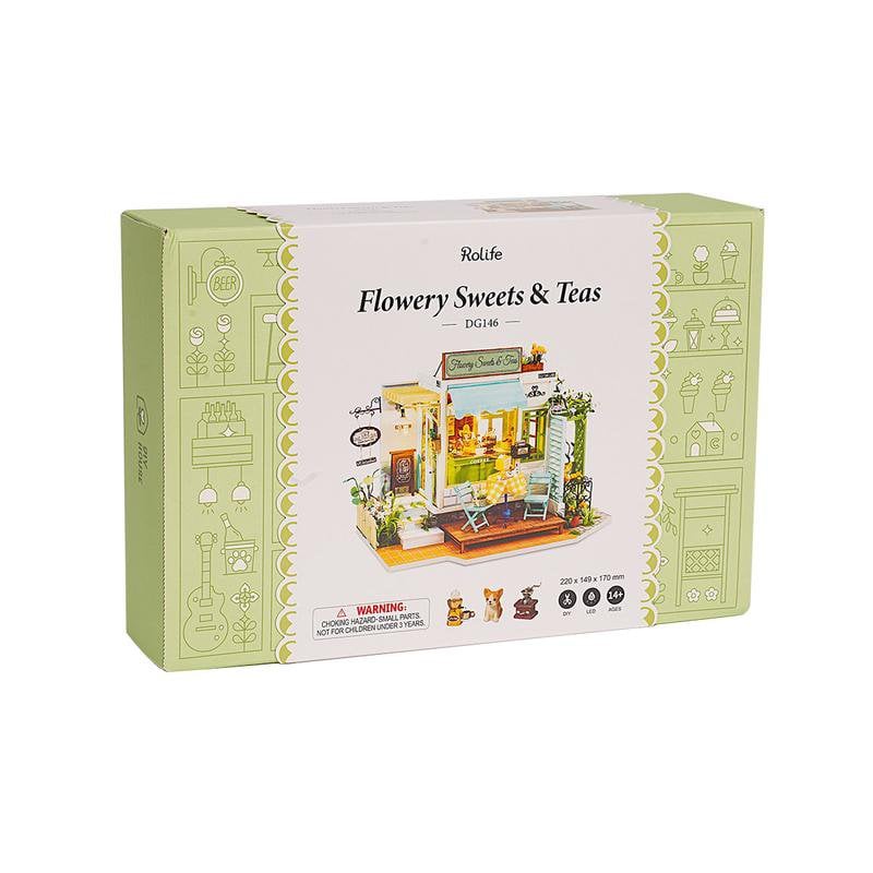 3D huisje 'flowery Sweets & Tea's', zelf te monteren