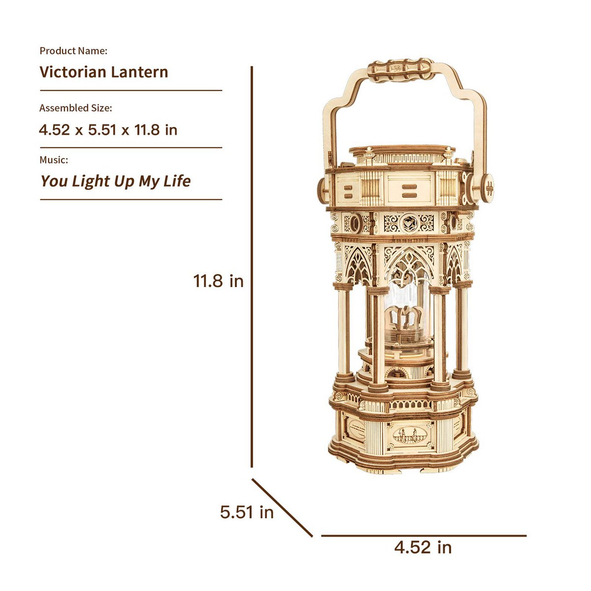 3D Muziekdoos houten puzzel 'Victorian Lantern', zelf te monteren