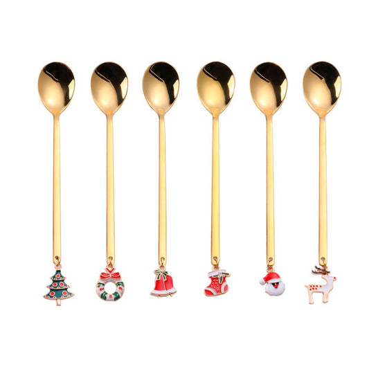 GOUDEN KERSTLEPELS - SET VAN 6