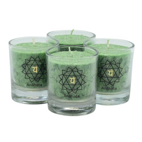 4e chakra kaarsen, groen - set van 4