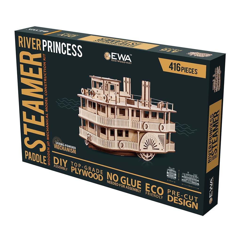 3D Houten Puzzel Paddle River Princess, zelf te monteren