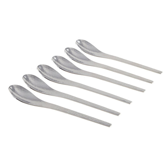 Gehamerde zilveren lepels 12cm - set van 6