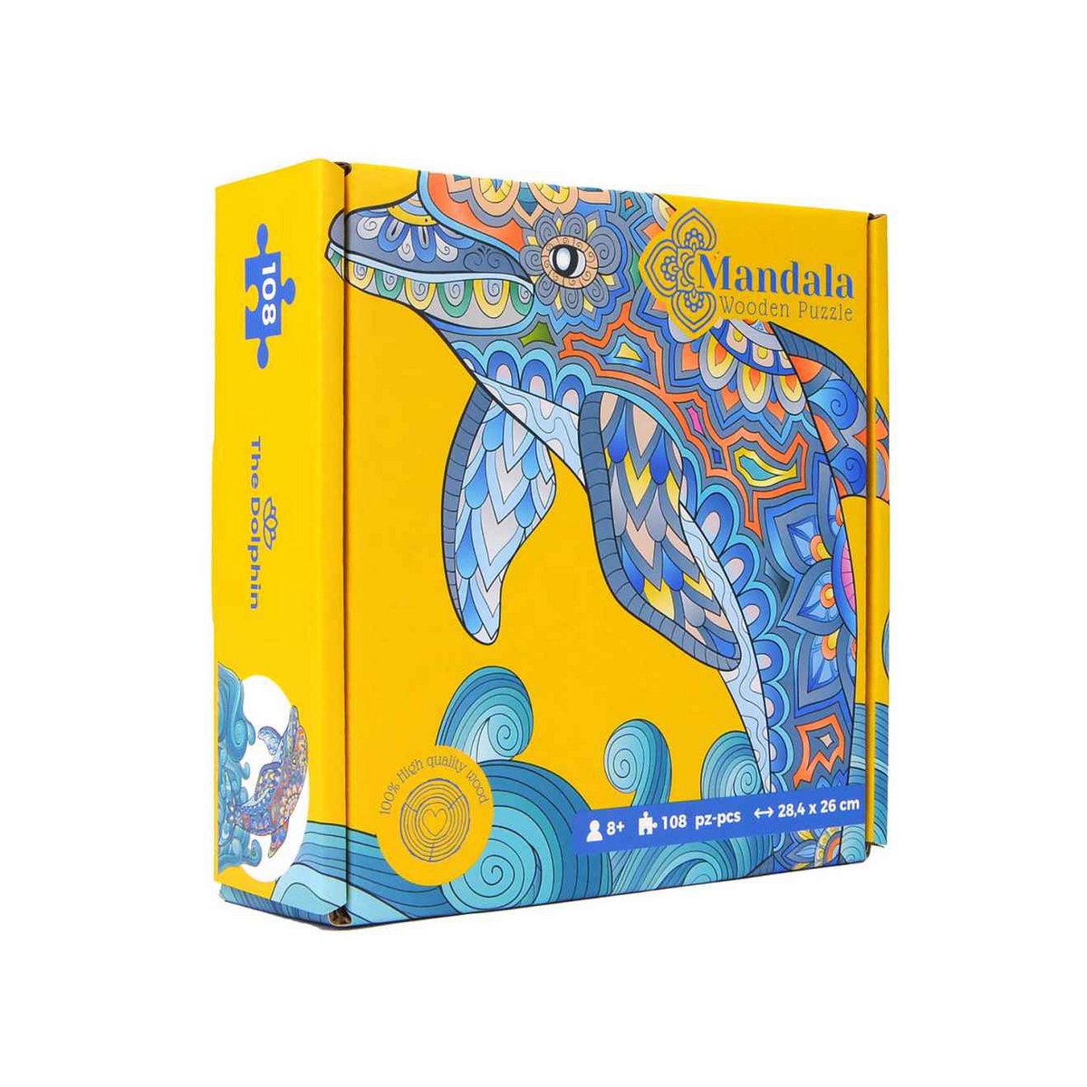 Logica Giochi Mandala Houten Legpuzzel Dolfijn/ Dolphin, 28,4x26 cm