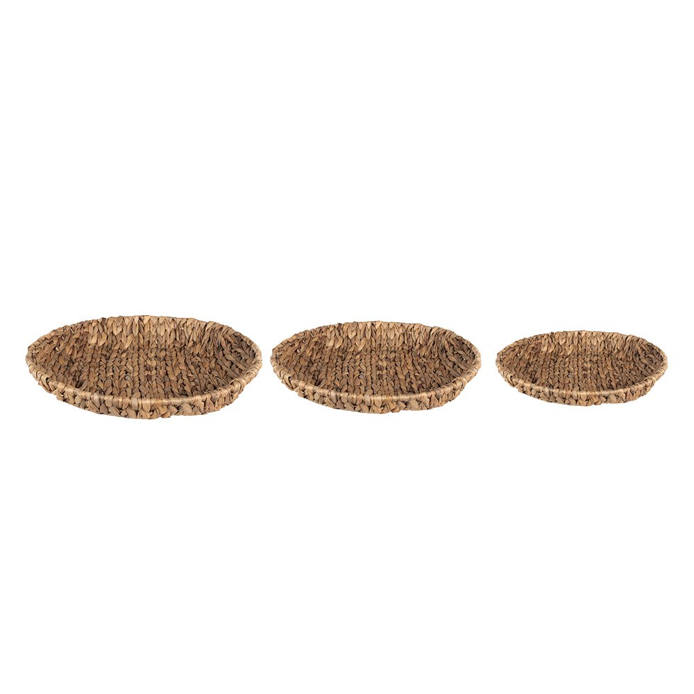 Opbergmand Set van 3 Bruin, Rotan (3) Ø 40x6 / Ø 35x6 / Ø 30x6 cm