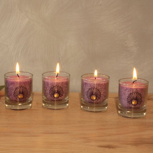 7e chakra kaarsen, violet- set van 4