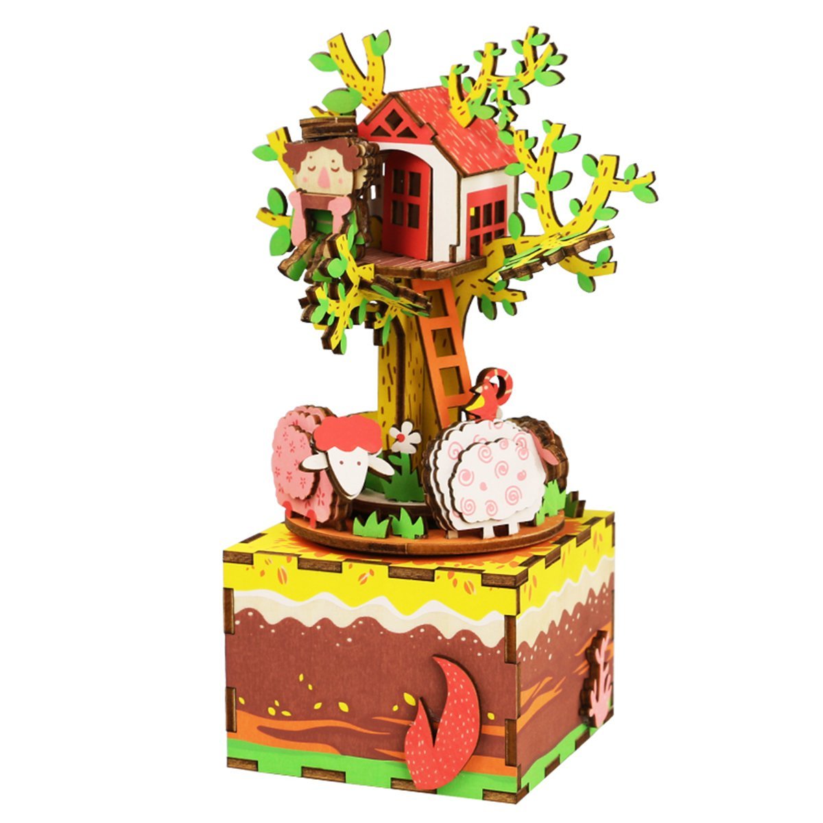 3D Muziekdoos houten puzzel 'Tree House', zelf te monteren