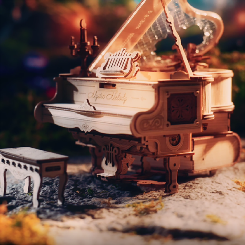 3D muziekdoos houten 'Magic Piano', zelf te monteren