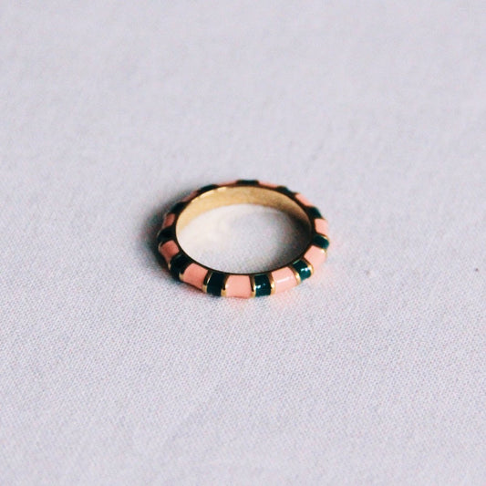 RVS statement ring roze/groen/goud