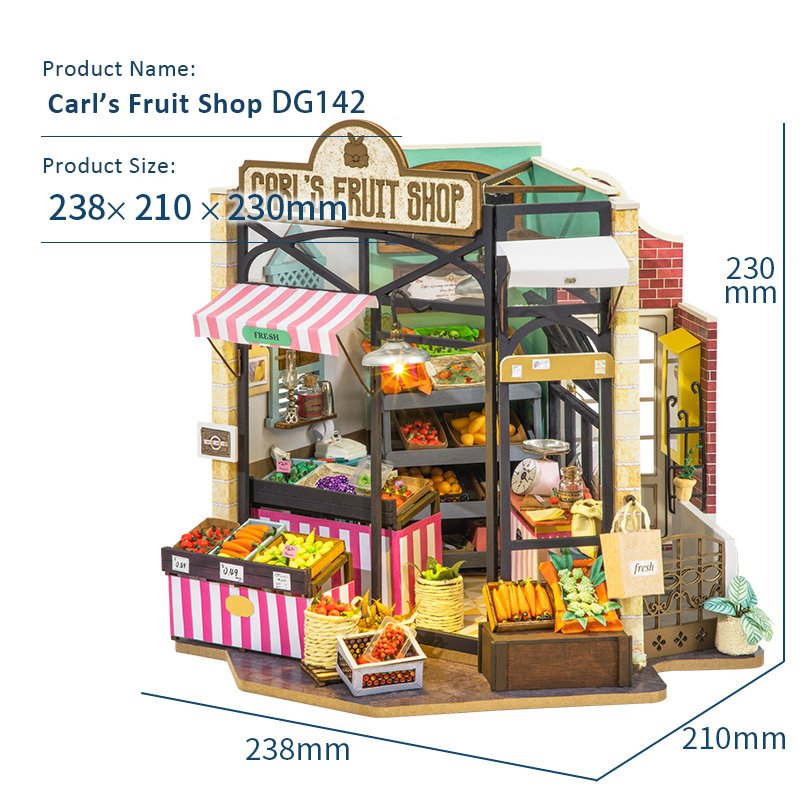 3D huisje Carl's fruit shop, zelf te monteren